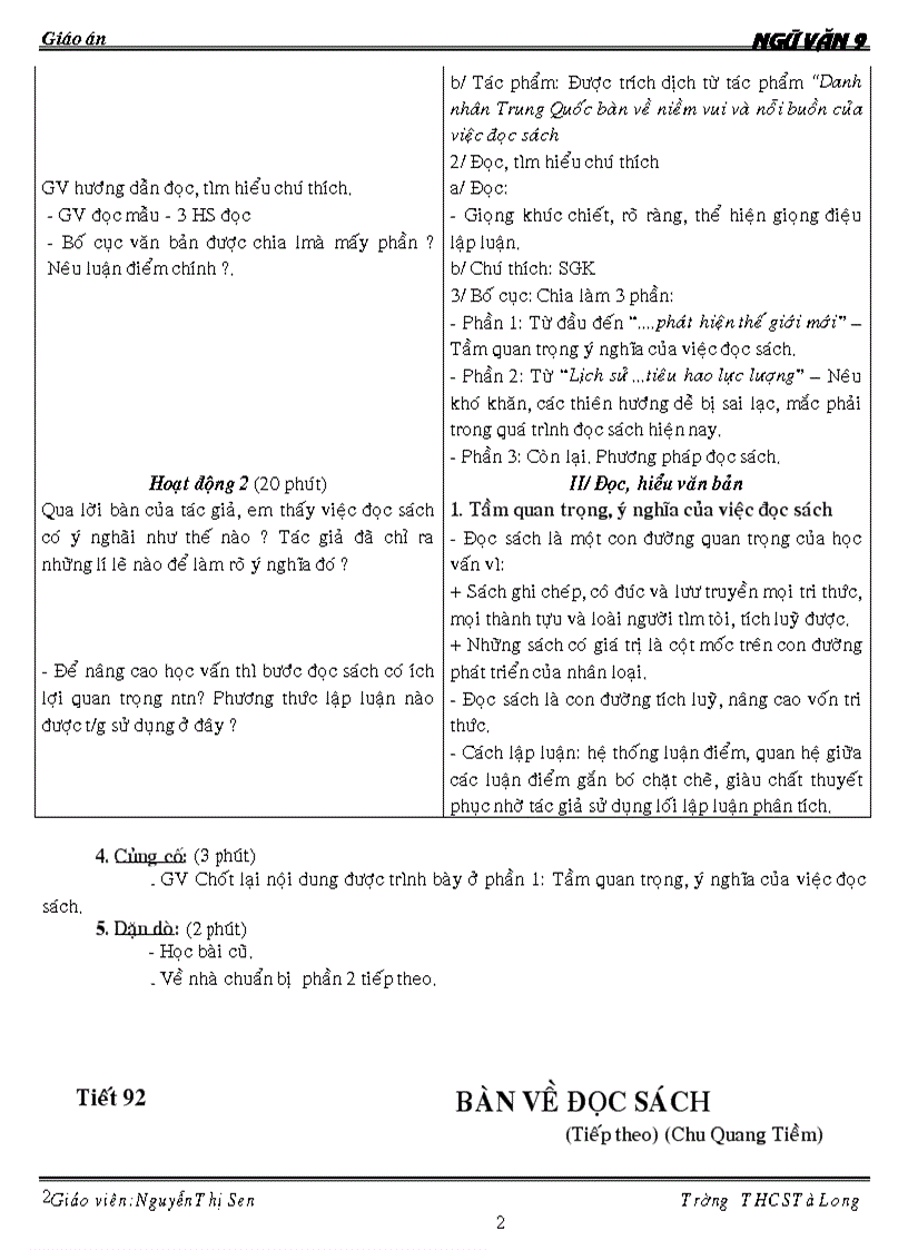 image for page Giáo án Ngữ Văn 9 HK2