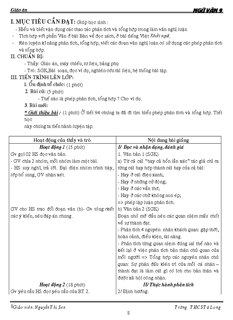 image for page Giáo án Ngữ Văn 9 HK2