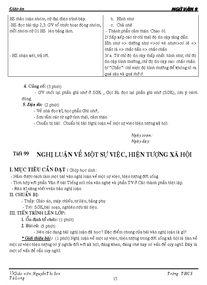 image for page Giáo án Ngữ Văn 9 HK2