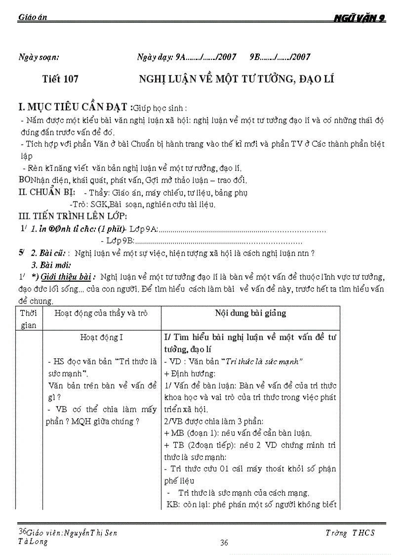 image for page Giáo án Ngữ Văn 9 HK2