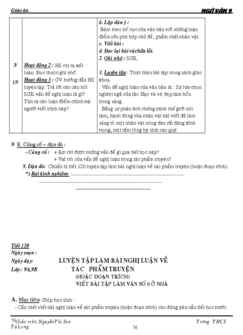 image for page Giáo án Ngữ Văn 9 HK2