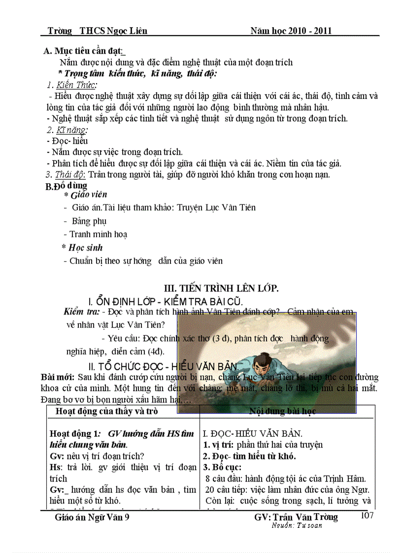 image for page Giáo án Ngữ văn 9 HKI Chuẩn KT KN