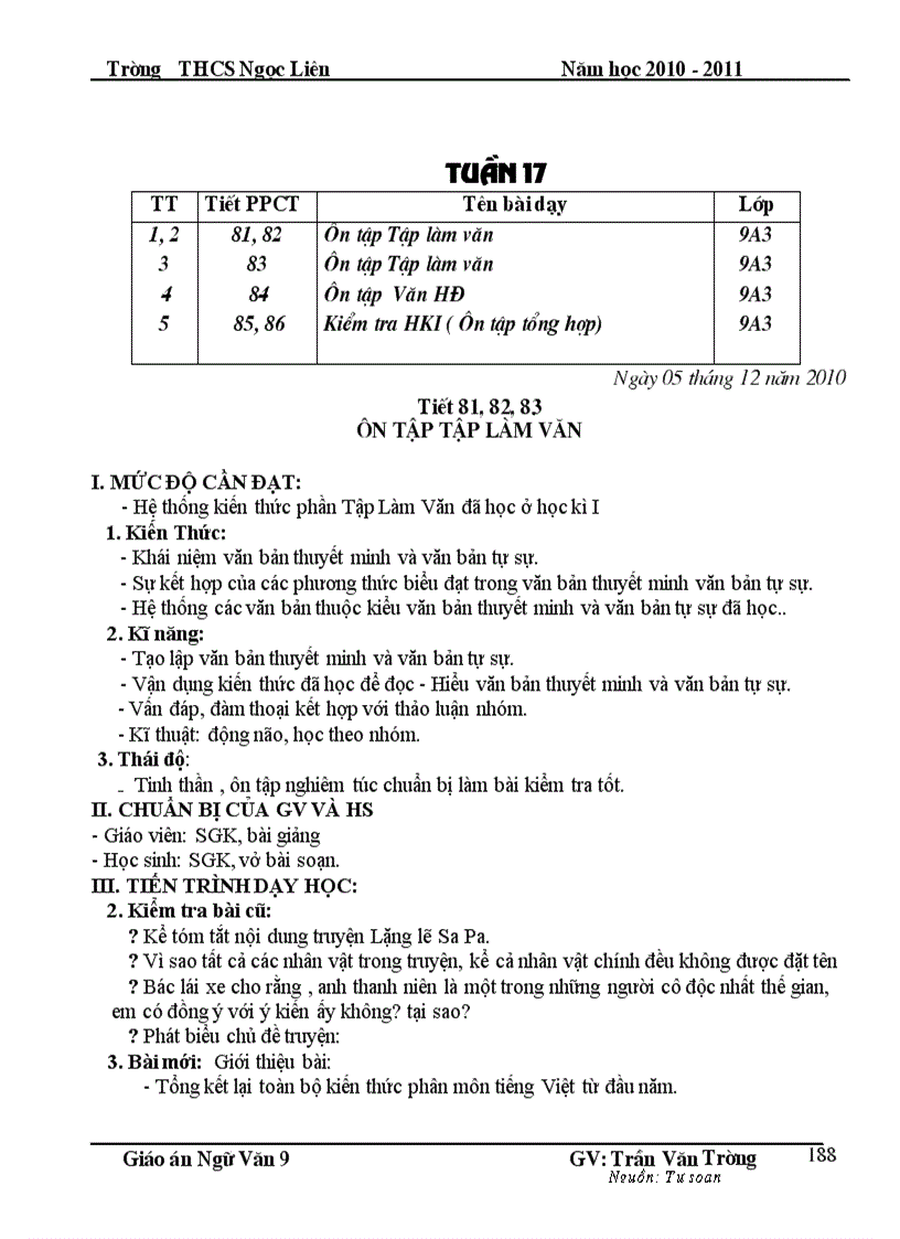 image for page Giáo án Ngữ văn 9 HKI Chuẩn KT KN