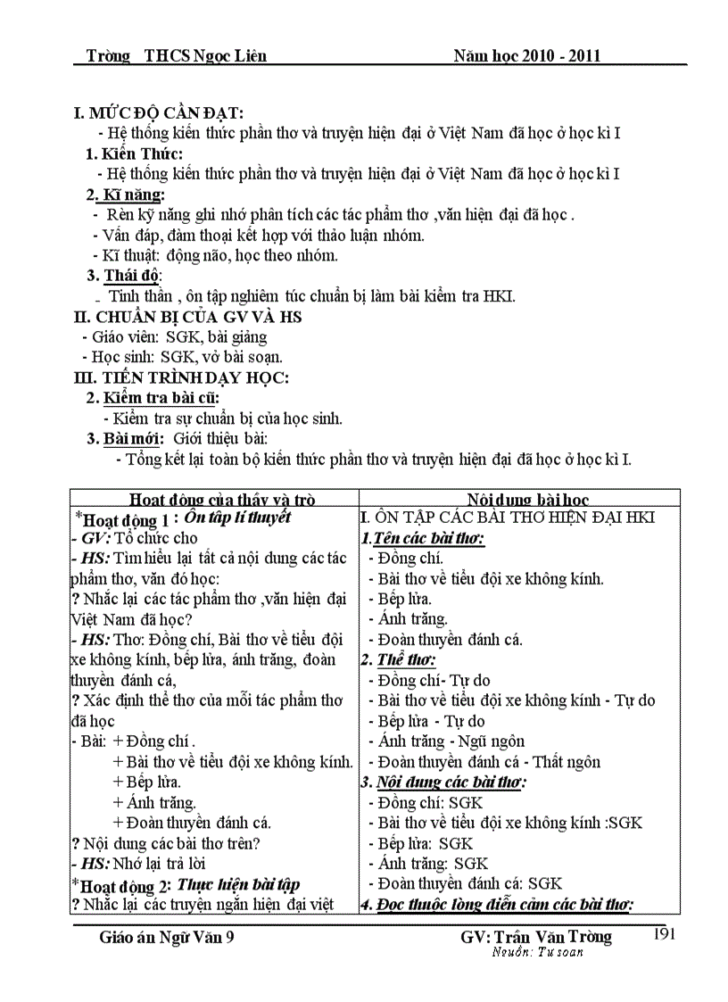 image for page Giáo án Ngữ văn 9 HKI Chuẩn KT KN