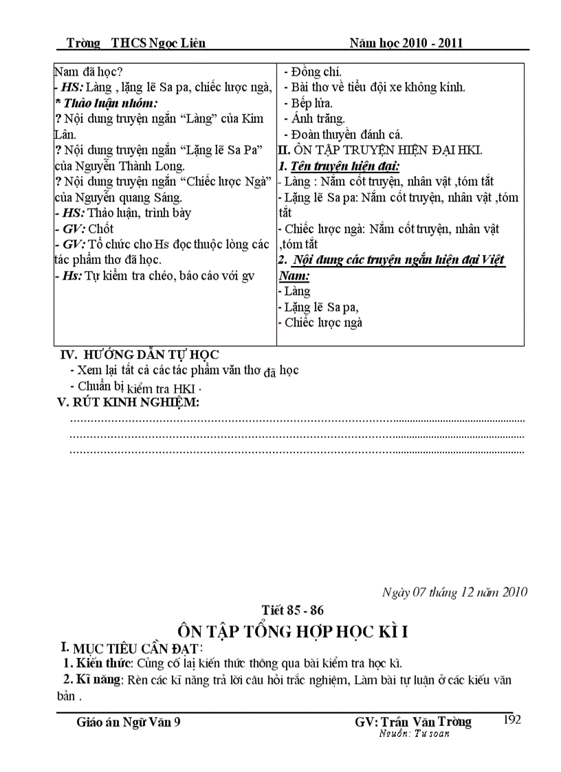 image for page Giáo án Ngữ văn 9 HKI Chuẩn KT KN