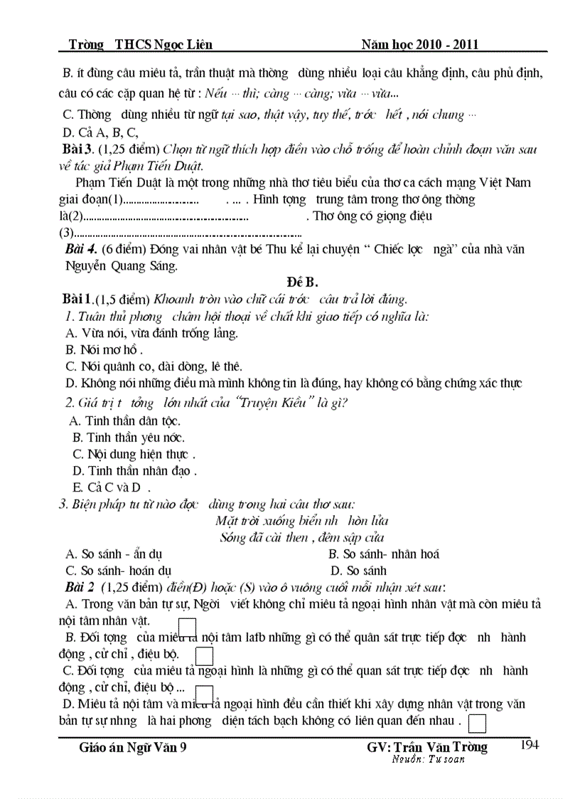 image for page Giáo án Ngữ văn 9 HKI Chuẩn KT KN