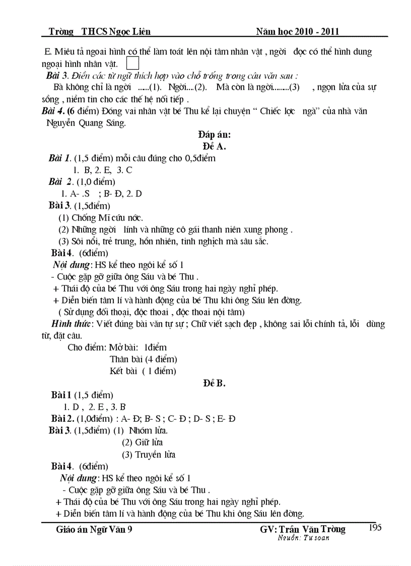 image for page Giáo án Ngữ văn 9 HKI Chuẩn KT KN