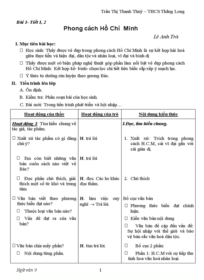 image for page Giáo án ngữ Văn 9 HKI