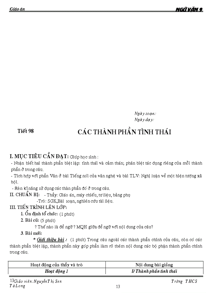 image for page Giáo án ngữ văn 9 kỳ ii