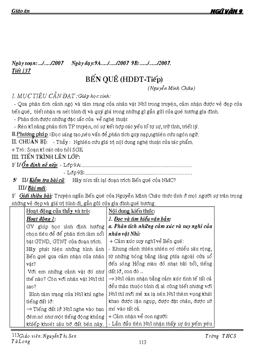 image for page Giáo án ngữ văn 9 kỳ ii