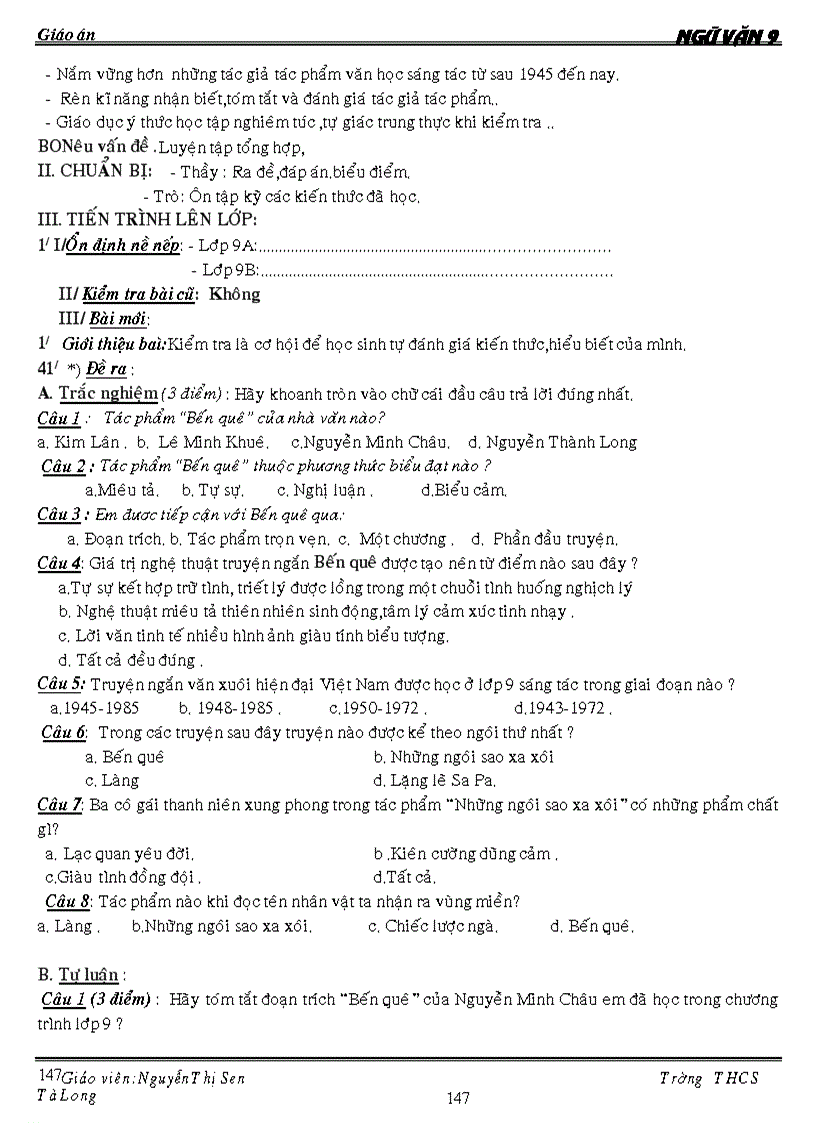 image for page Giáo án ngữ văn 9 kỳ ii