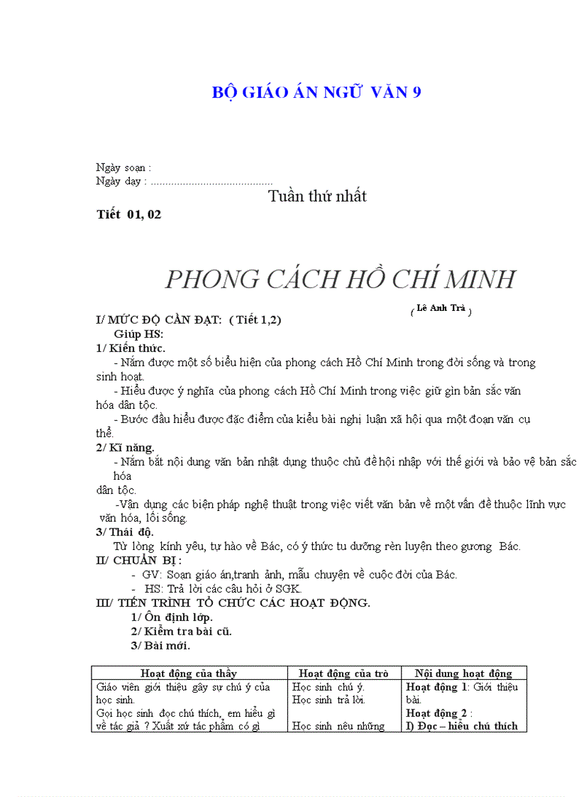 image for page Giáo án ngữ văn 9 mới nhất 2010 2011