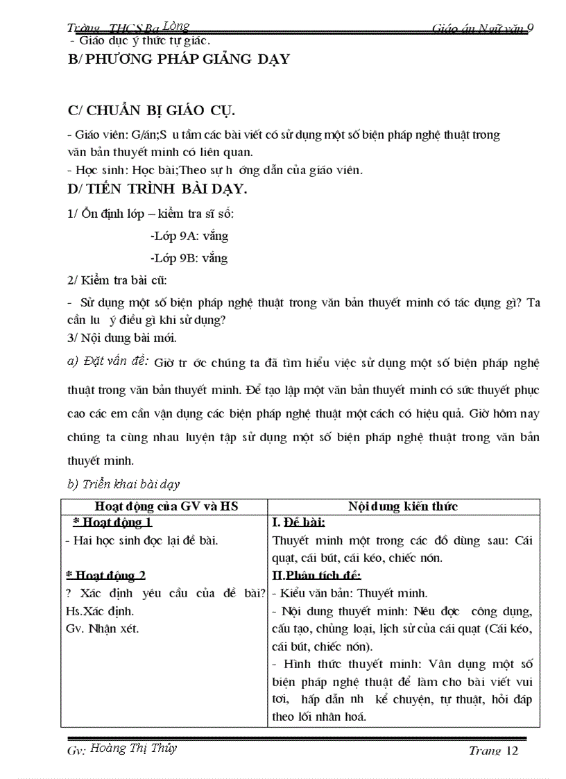 image for page Giáo án Ngữ văn 9 T1