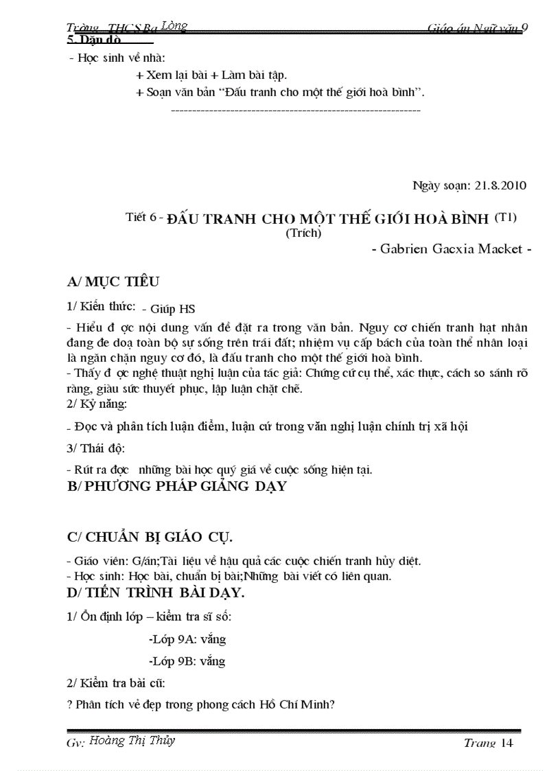 image for page Giáo án Ngữ văn 9 T1