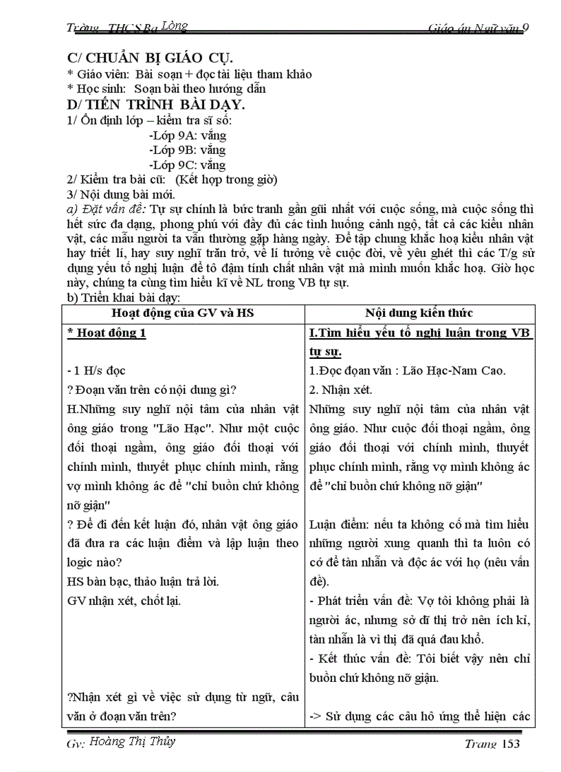 image for page Giáo án Ngữ văn 9 T1