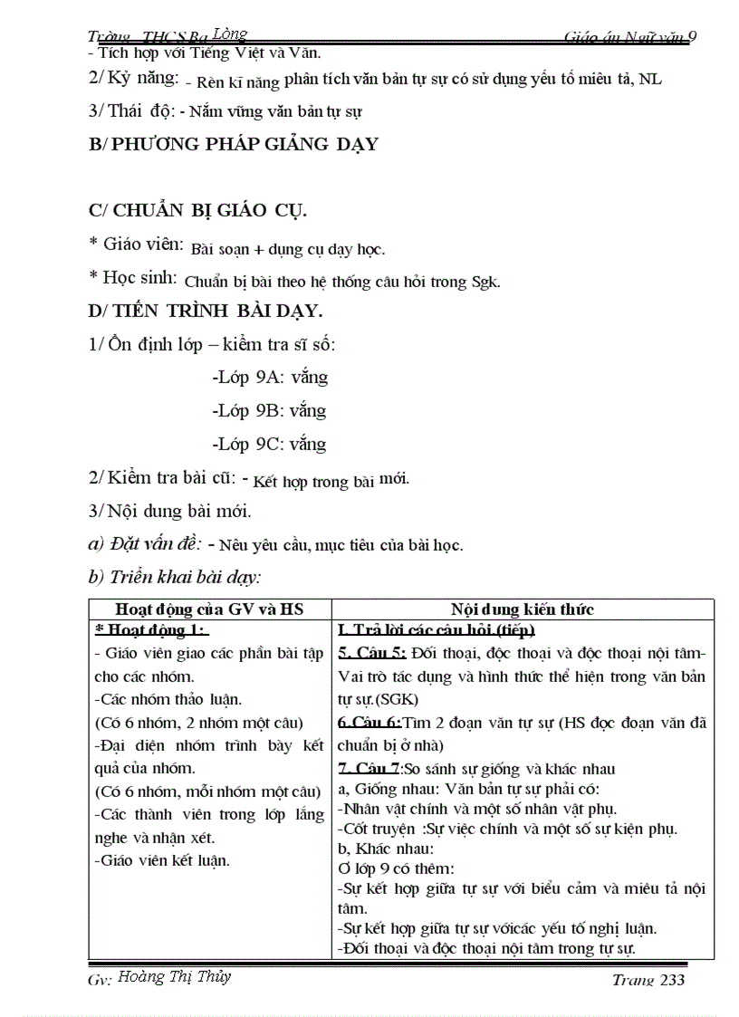 image for page Giáo án Ngữ văn 9 T1