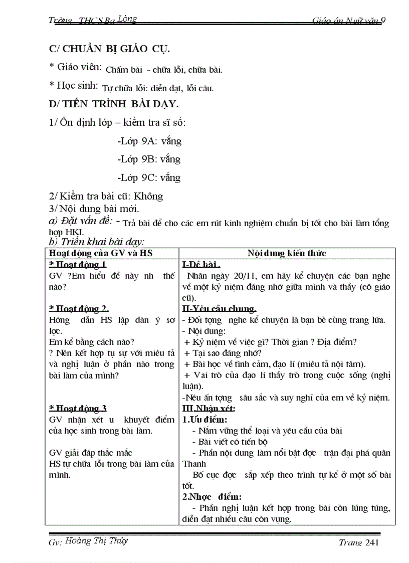 image for page Giáo án Ngữ văn 9 T1