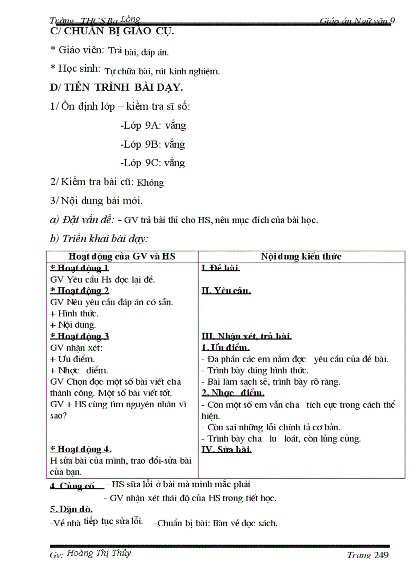 image for page Giáo án Ngữ văn 9 T1