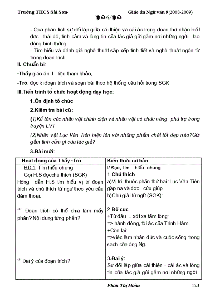 image for page Giáo án ngữ văn 9 Theo mẫu mới