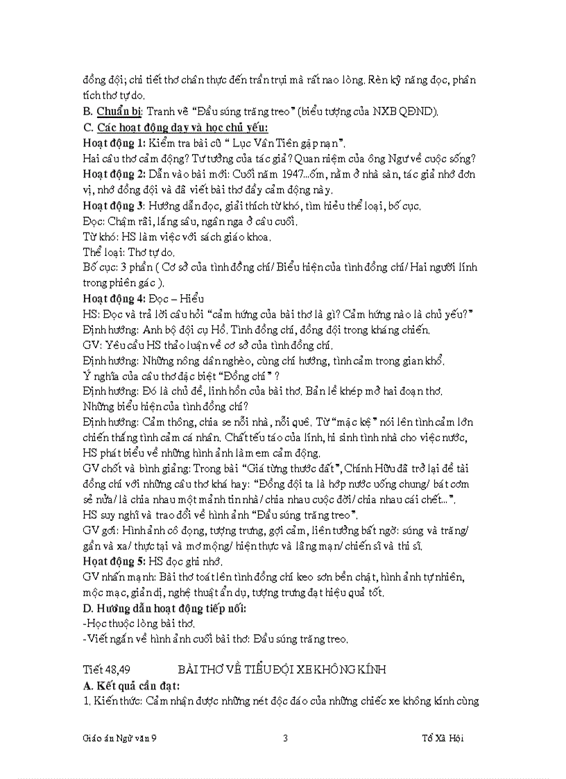 image for page Giáo án Ngữ văn 9 tiết 66 đến 70