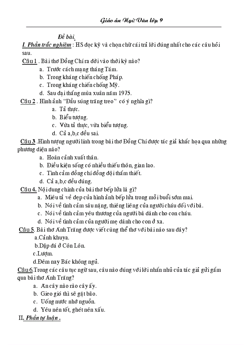 image for page Giáo án Ngữ Văn 9 Toàn tập