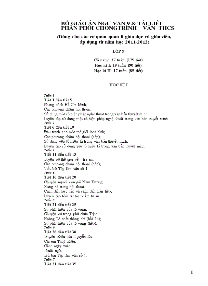 image for page Giáo án Ngữ văn 9 trọn bộ chuẩn KTKN