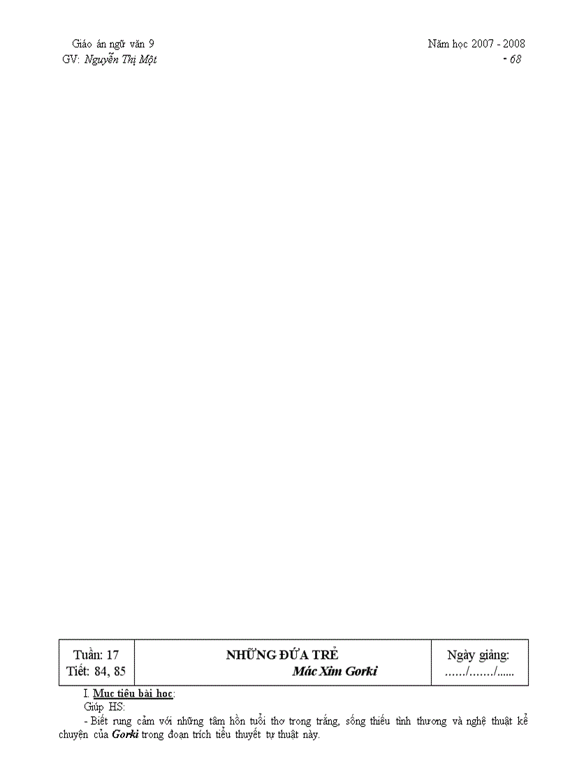 image for page Giáo án Ngữ văn 9 tuần 1 tuần 18