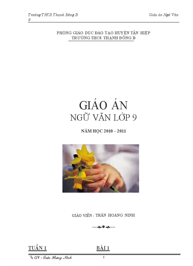 image for page Giáo án ngữ văn 9 tuần 1 tuần 6
