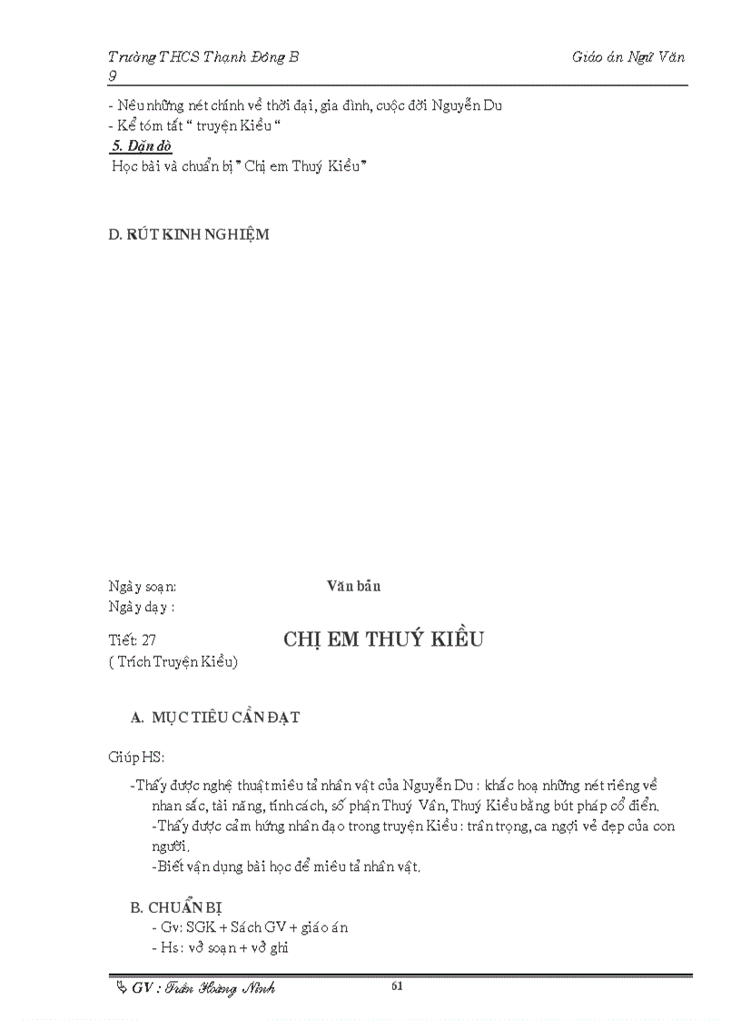 image for page Giáo án ngữ văn 9 tuần 1 tuần 6