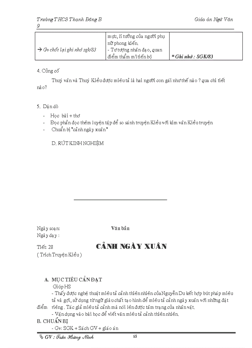 image for page Giáo án ngữ văn 9 tuần 1 tuần 6