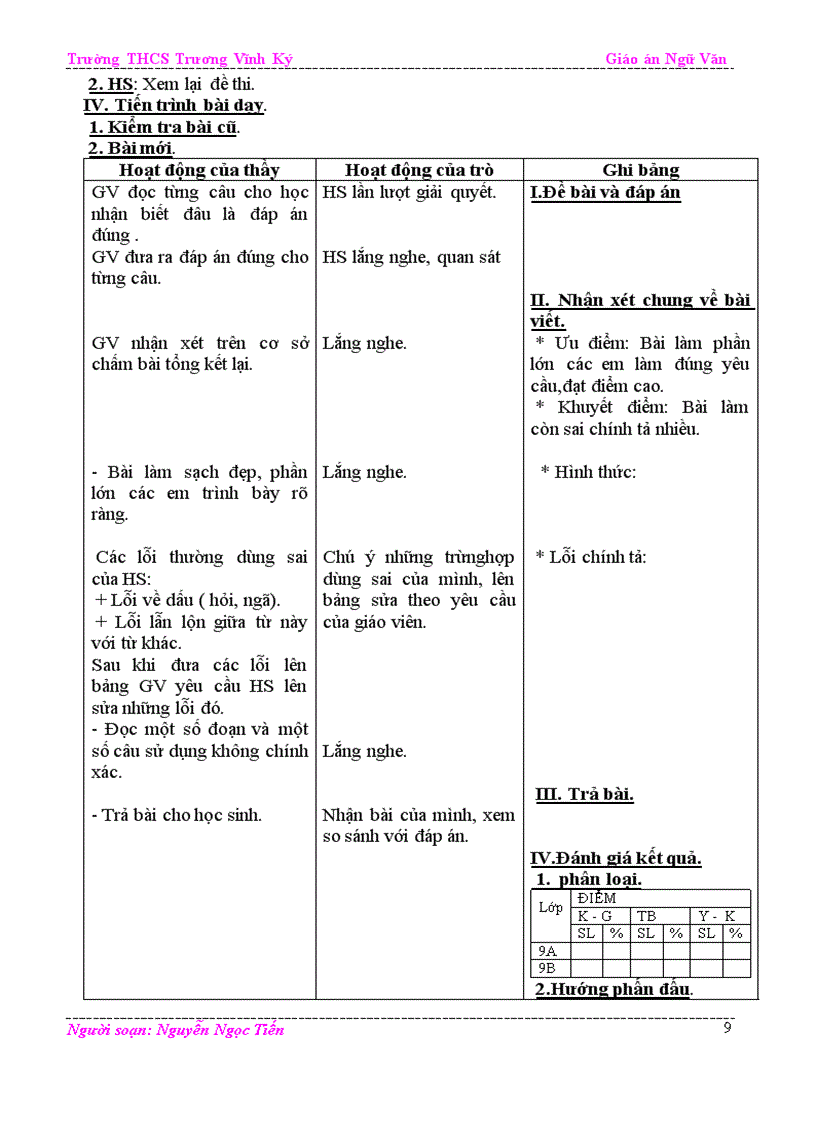 image for page Giáo án Ngữ Văn 9 tuần 16 17 CKTKN