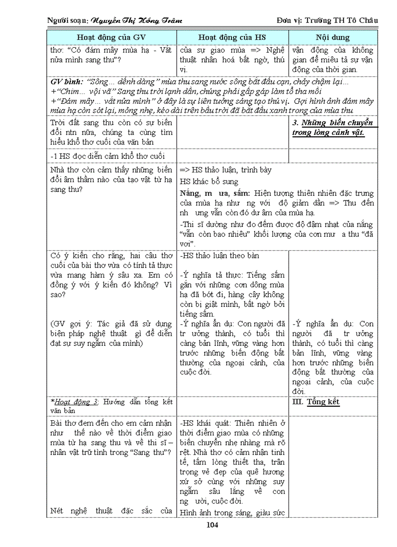 image for page Giáo án ngữ văn 9 tuần 26 3 cột