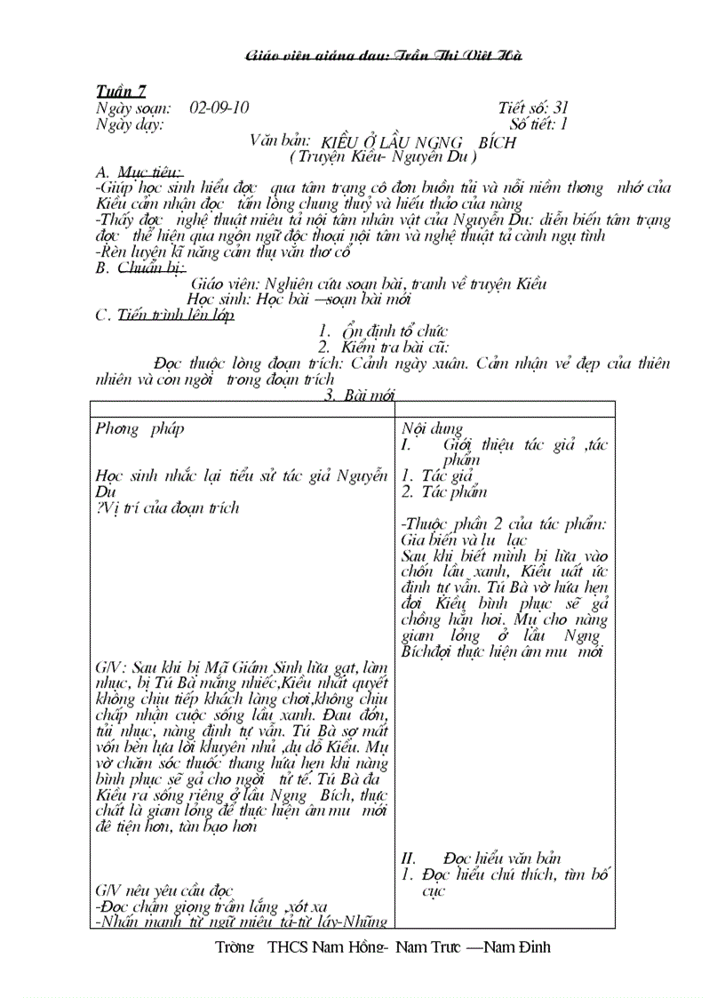 image for page Giáo án ngữ văn 9 tuần 7