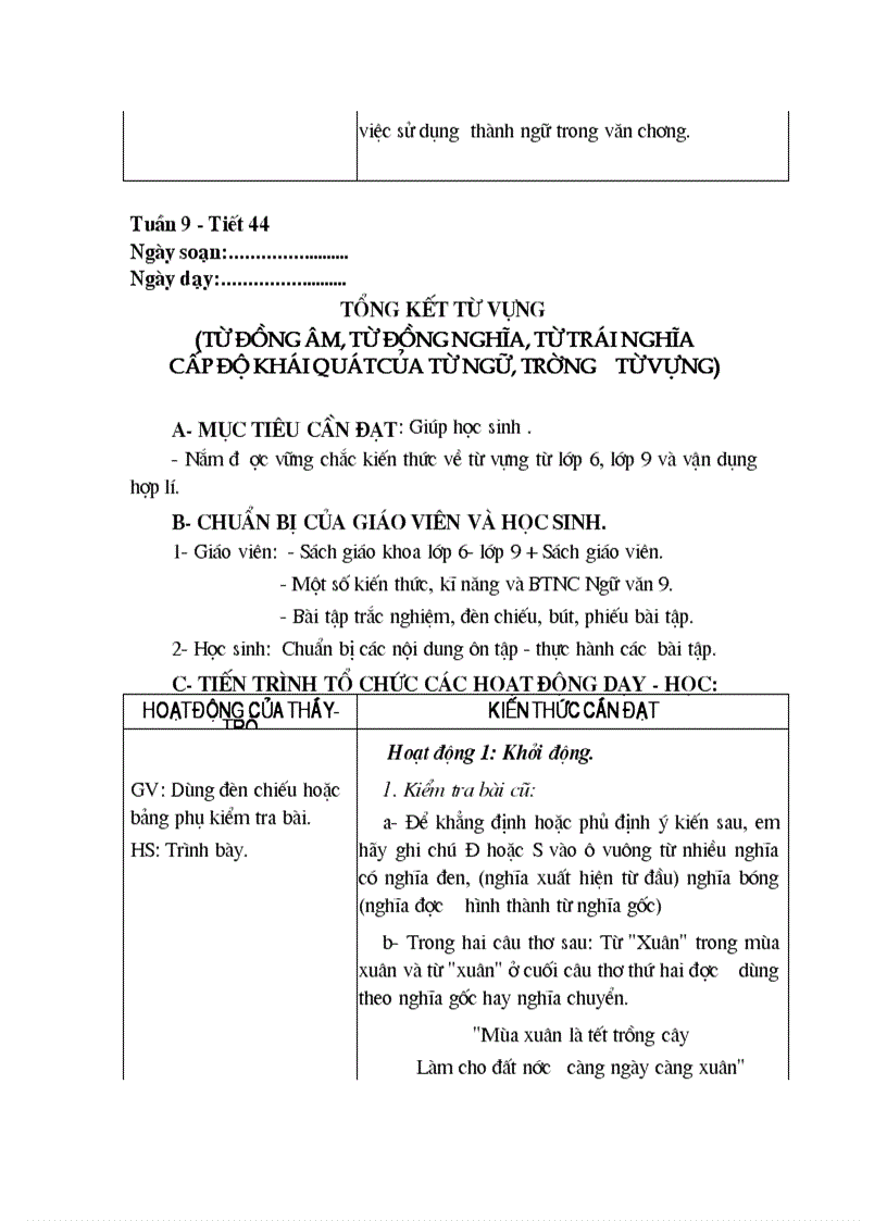 image for page Giáo án Ngữ văn 9 Tuần 8 9 10