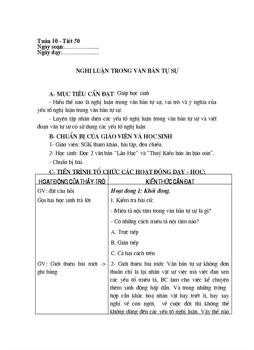 image for page Giáo án Ngữ văn 9 Tuần 8 9 10