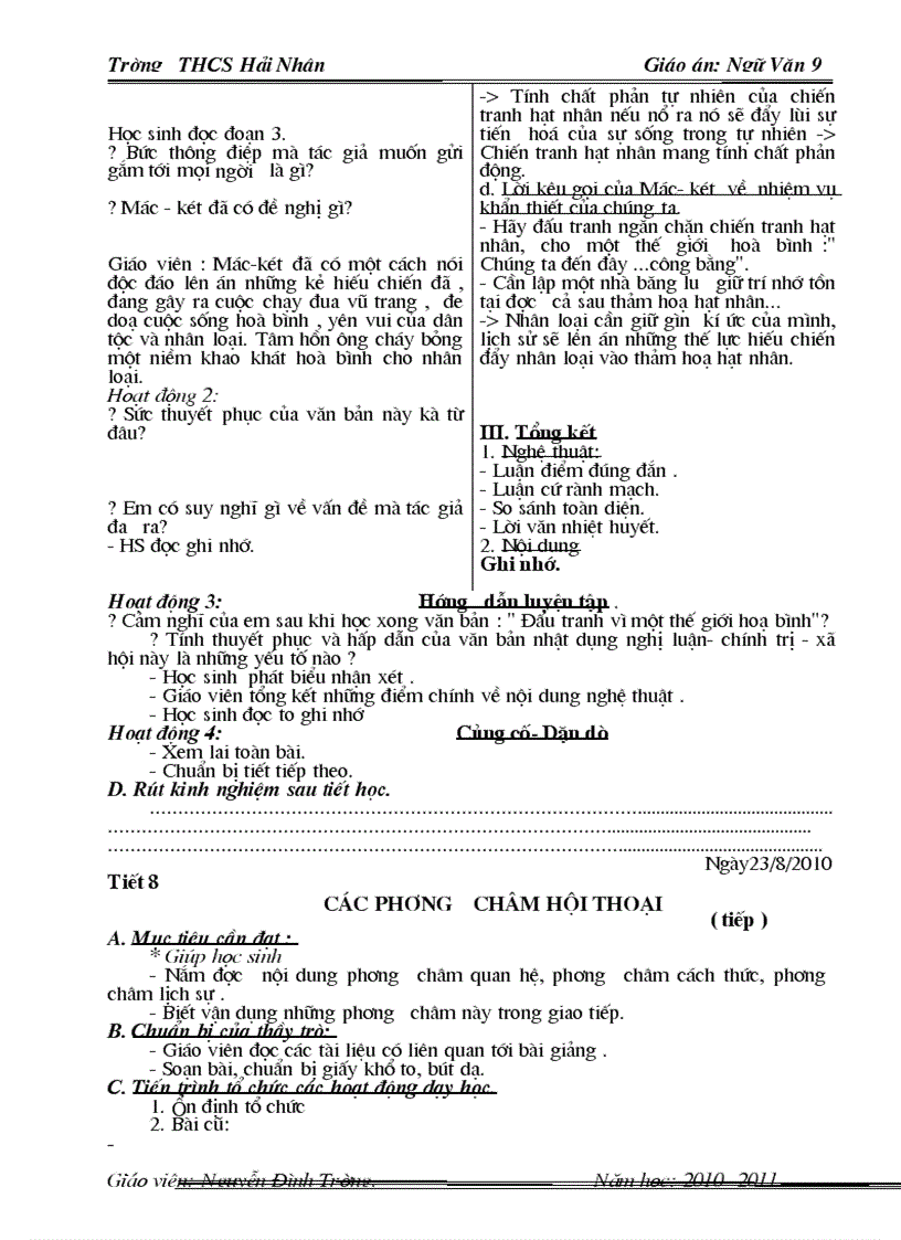 image for page Giáo án Ngữ văn 9 Chuẩn KTKN 1