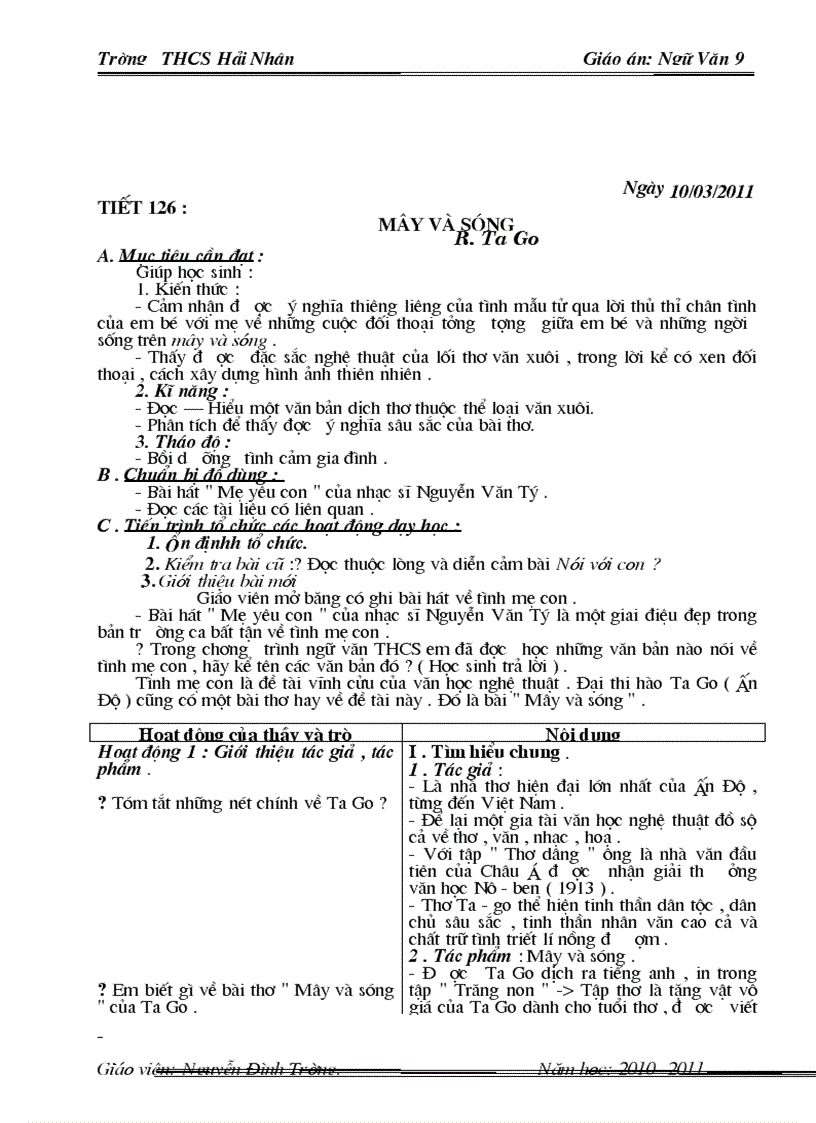 image for page Giáo án Ngữ văn 9 Chuẩn KTKN 1