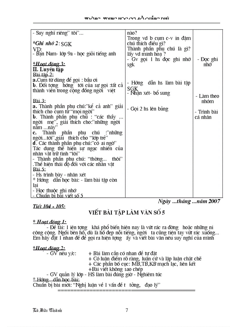 image for page Giáo án Ngữ văn lớp 9 HK II