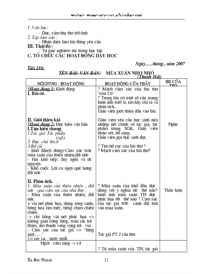 image for page Giáo án Ngữ văn lớp 9 HK II