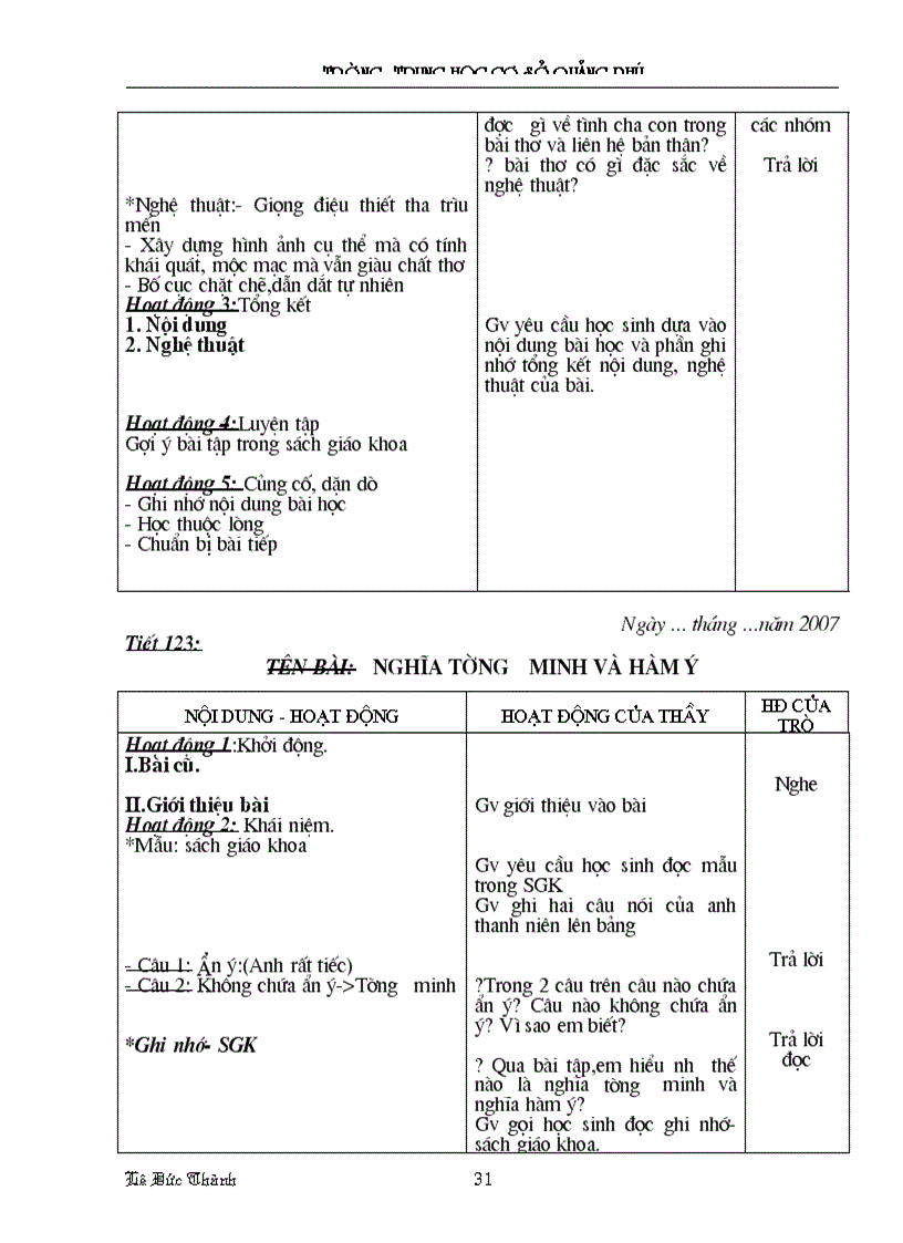 image for page Giáo án Ngữ văn lớp 9 HK II