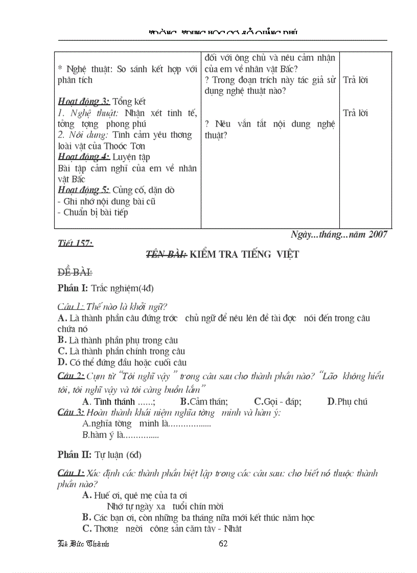 image for page Giáo án Ngữ văn lớp 9 HK II