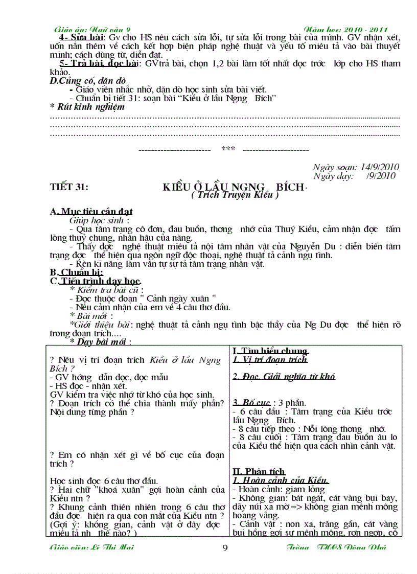 image for page Giáo án Ngữ văn9 Tuần 6 MAI