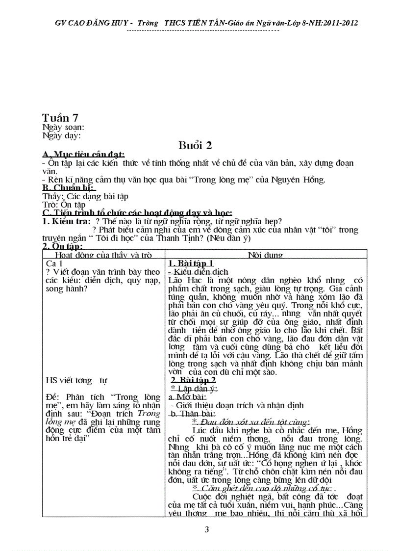 image for page Giáo án phụ đạo ngữ văn 8