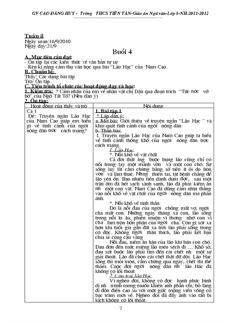 image for page Giáo án phụ đạo ngữ văn 8