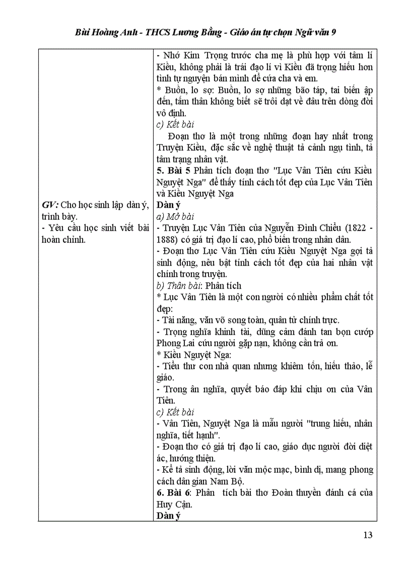 image for page Giáo án tự chon văn 9 học kỳ 2