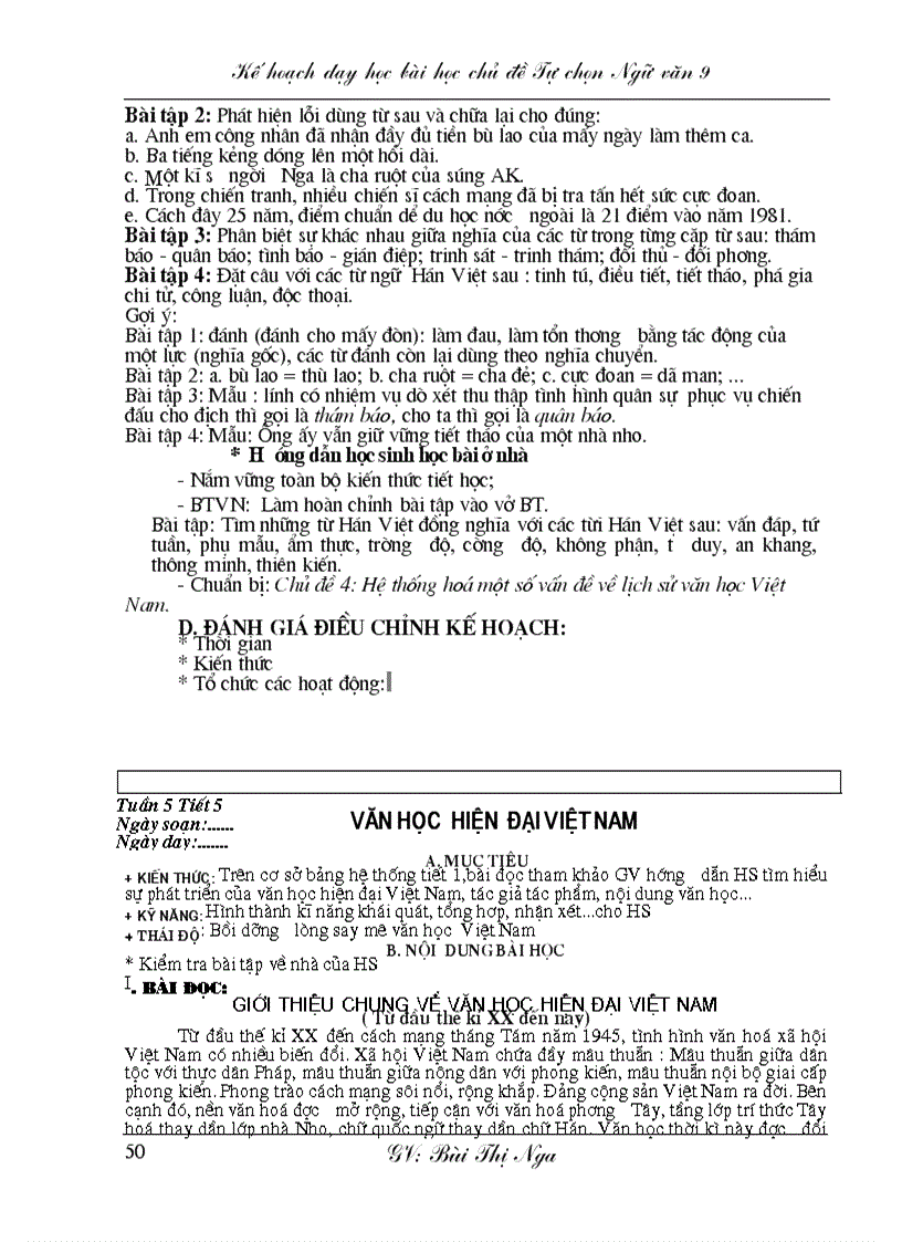 image for page Giao an tu chon van 9 Ky II