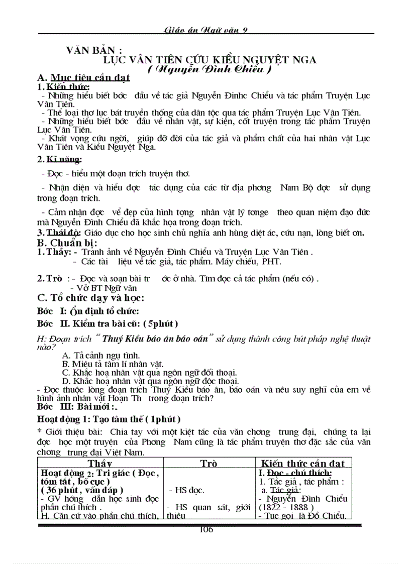 image for page Giao an Van 9 Chuan 3 cot