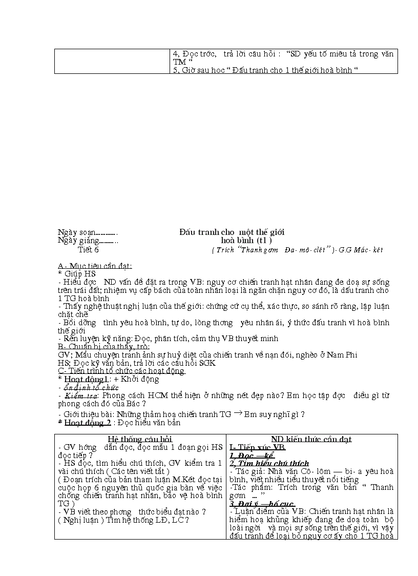 image for page Giáo án văn 9 học kì I