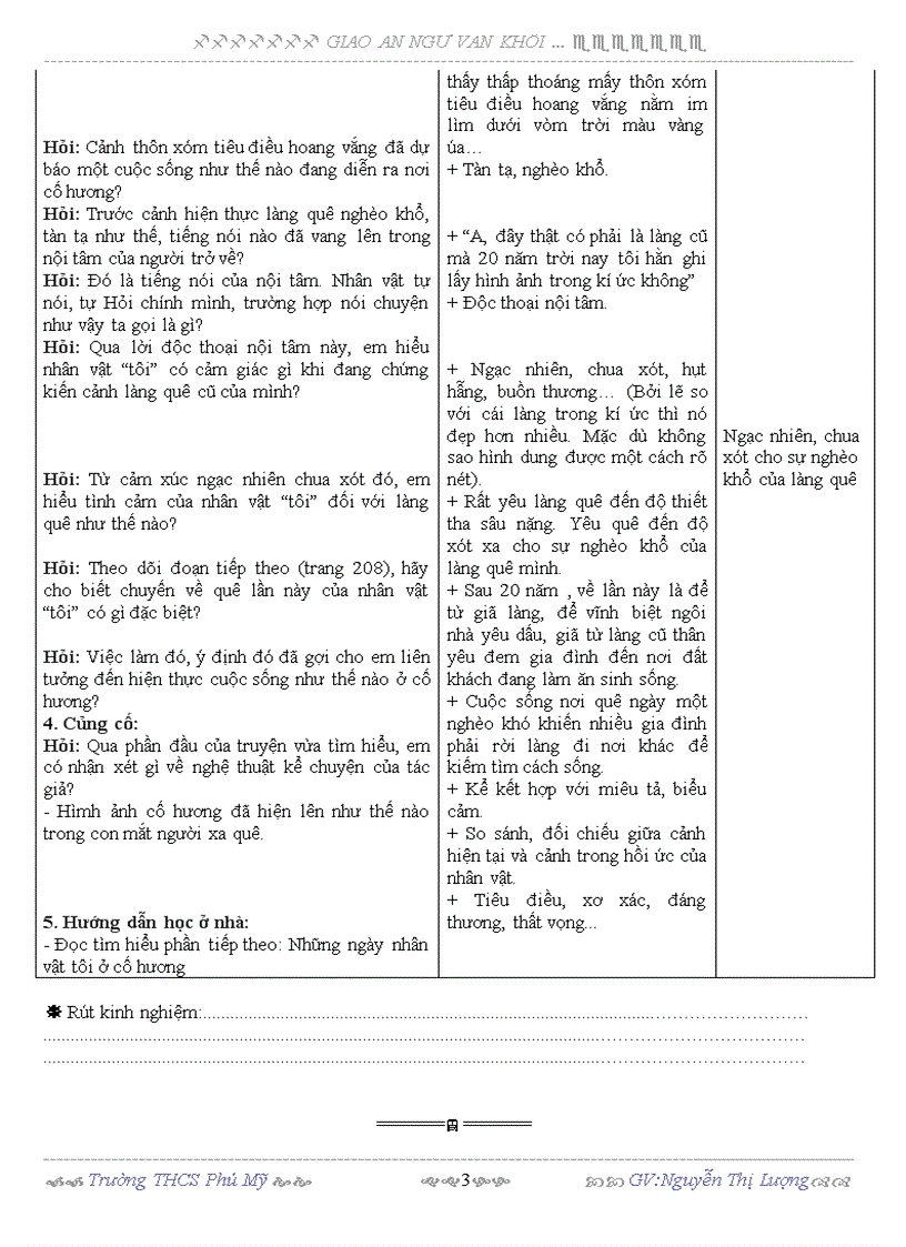 image for page Giáo án văn 9 tuần 16 3 cột