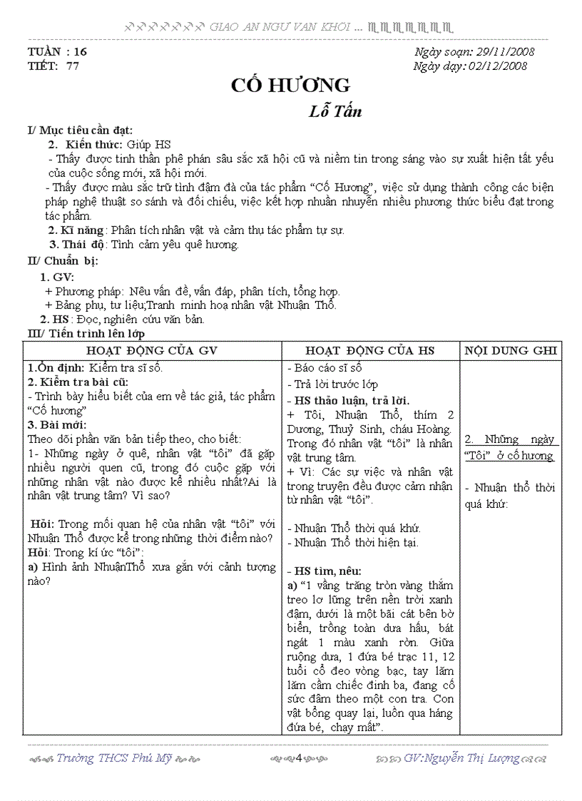 image for page Giáo án văn 9 tuần 16 3 cột